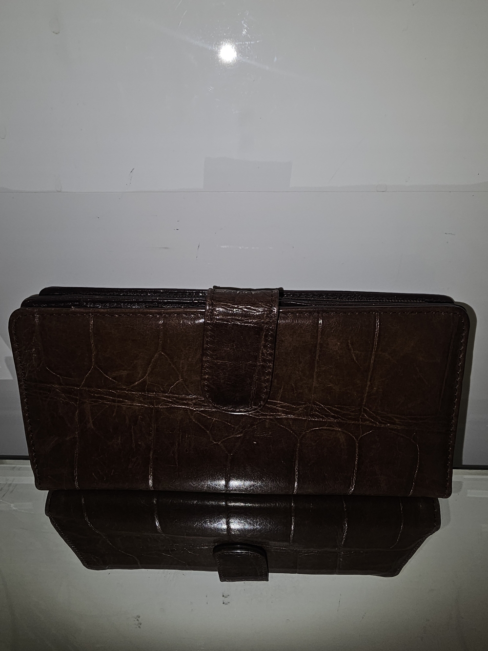 Danier Brown Croc Enbossed  Genuine Leather Card Wallet